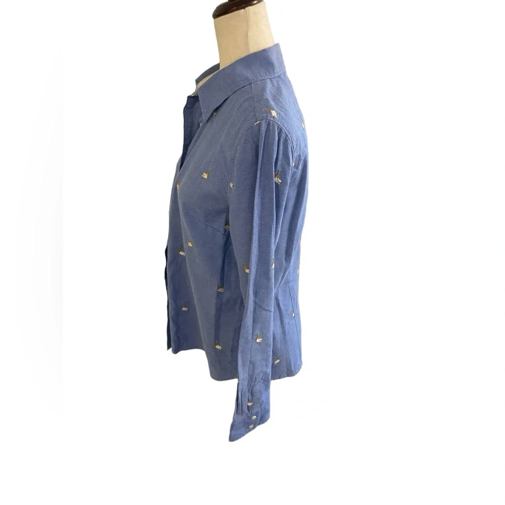 TALBOTS Mallard Duck Novelty Embroidered Button Down Shirt - Picture 9 of 14